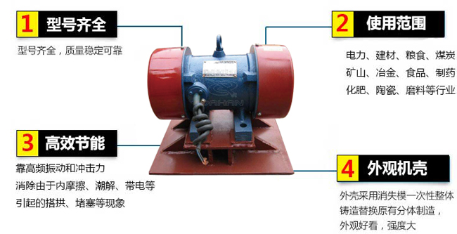 lzf倉(cāng)壁振動(dòng)器：1，型號(hào)齊全：型號(hào)齊全，質(zhì)量穩(wěn)定可靠。2，適用范圍：電力，建材，糧食，煤炭，礦山，冶金，食品，制藥，化肥，陶瓷，磨料等行業(yè)。3，高效：靠高頻振動(dòng)和沖擊力消除由于內(nèi)摩擦，潮解，帶電等引起的塔供，堵塞等現(xiàn)象。4，外觀機(jī)殼：外殼采用消失模一次性整體鑄造替換原有分體制造，外觀好看，強(qiáng)度大。
