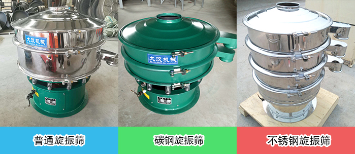 醫(yī)藥振動篩常見材質(zhì)展示：碳鋼＋不銹鋼，不銹鋼，碳鋼等材質(zhì)展示