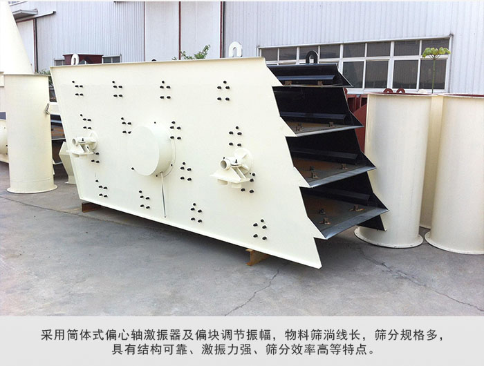 圓振動(dòng)篩 采用筒體式偏心軸激振器及偏心塊調(diào)節(jié)振幅。