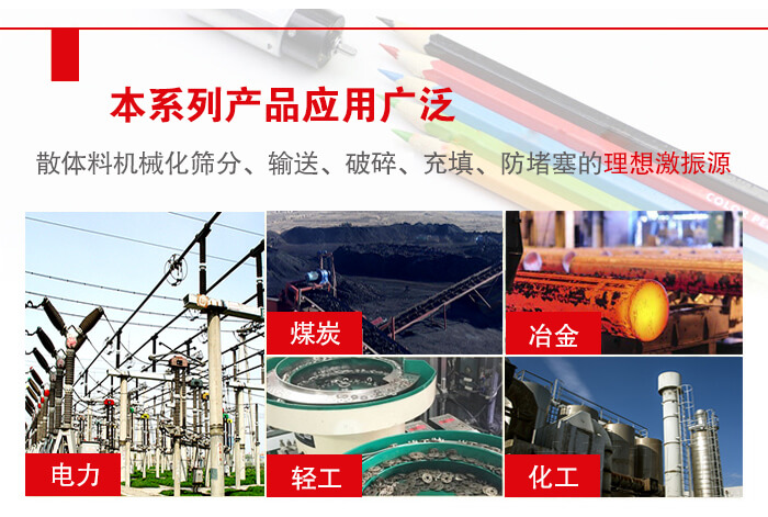 yzs振動(dòng)電機(jī)多用于物料的篩分，輸送（短距離），破碎，充填等作用。